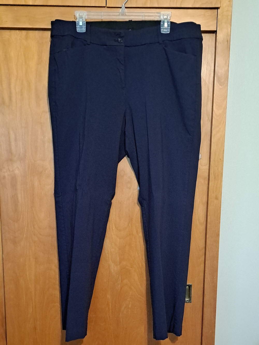 Women's Navy Stretch Tapered Pants